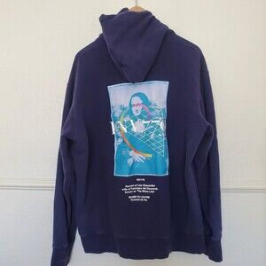Uniqlo UT Musee‎ Du Louvre X Peter Saville The Mona Lisa Blue Hoodie Size XL